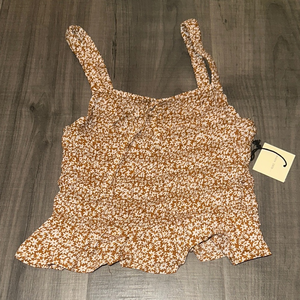Floral Brown Sleeveless Top